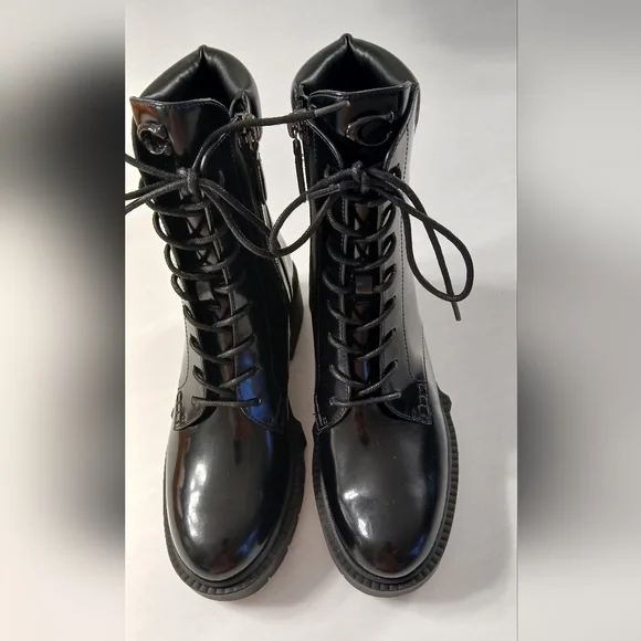 COACH Patent Leather Combat Boot CX027 • Black • Size 6B - Picture 2 of 13